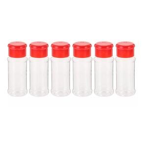 Shakers bulk count 34 clear plastic with red flip caps 4 inches